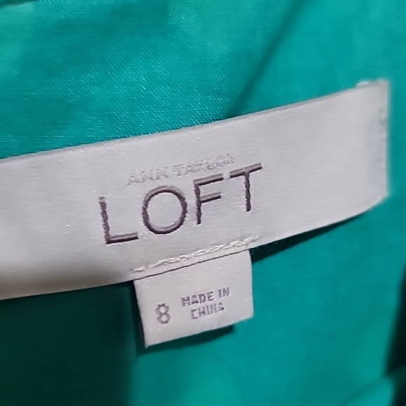 Ann Taylor LOFT Teal Blue Green Diamond Eyelet Sleeveless Dress sz 8 - Picture 8 of 9